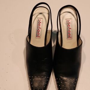 Black Studded Women's Slingback Heels